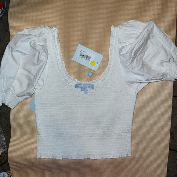 Hill House White Puff Sleeve Aiko Top large new with tag - Picture 2 of 3